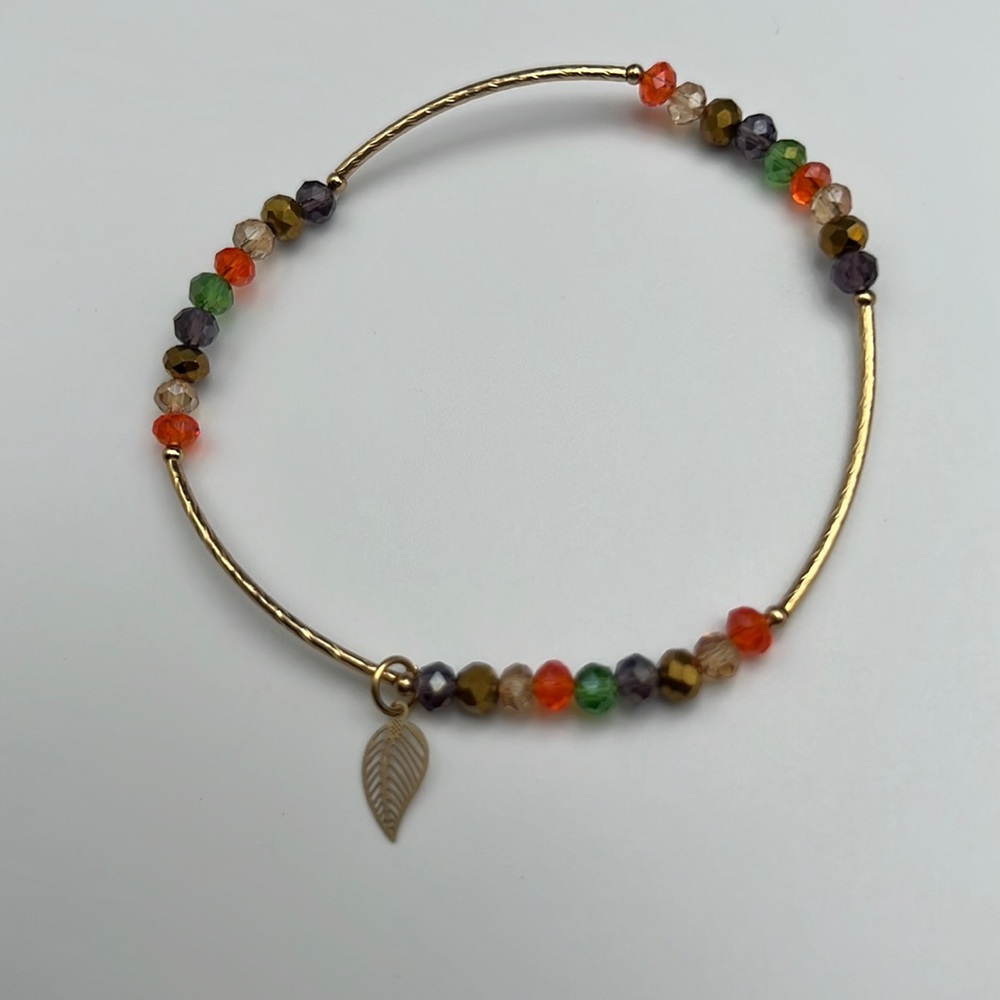 Bracelet- Stackable Stretch Cuff Sparkly Gold Wit… - image 3